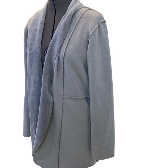 Chicos Womens Gray Sheering Exposed Stitch Open SoftCardigan Sz 1(8/10) Imported - Picture 3 of 11